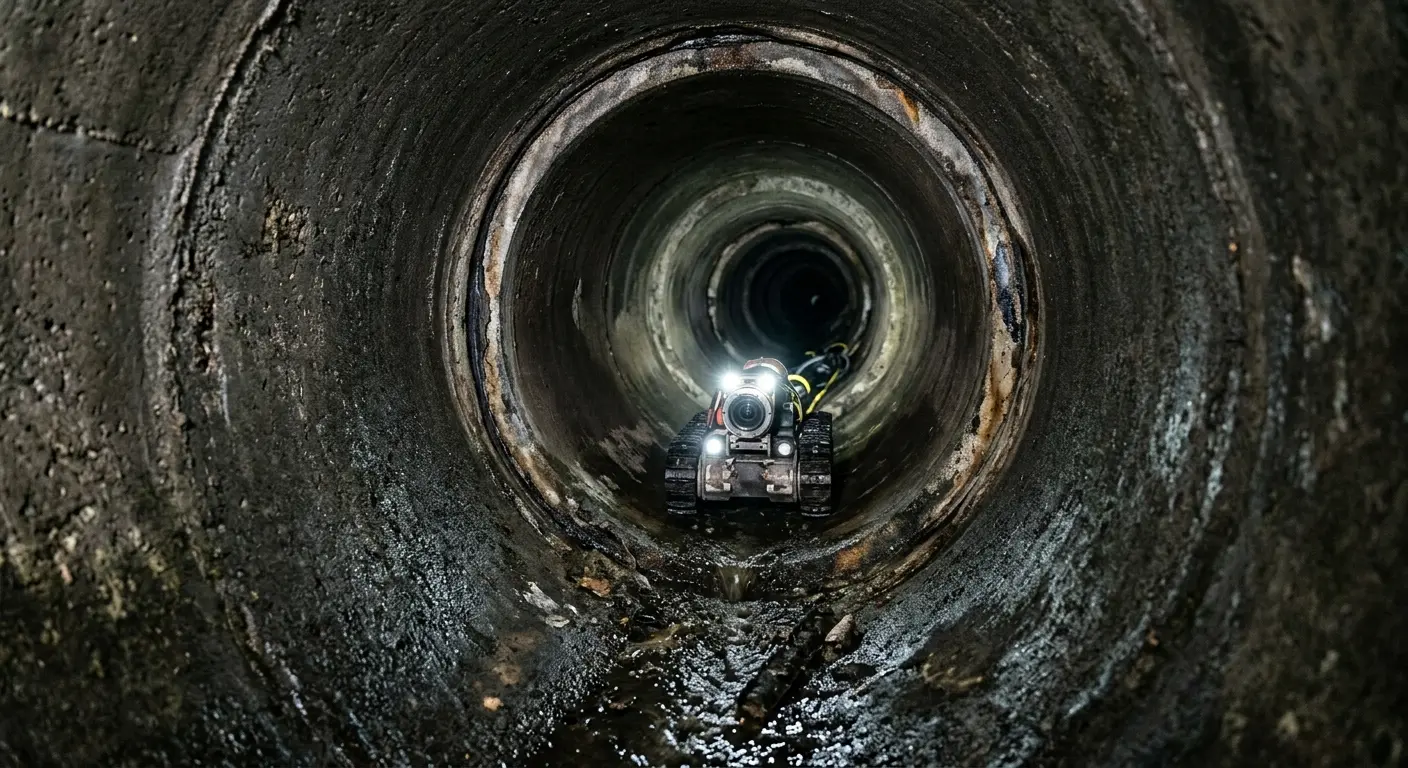 Robotic sewer camera inspecting pipe interior for Drain Snake Service in Scarsdale